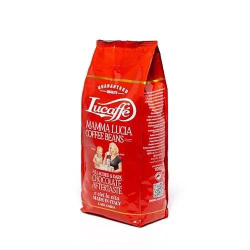 Lucaffé - Kaffeebohnen Mamma Lucia, 1 kg | Kaffee aus ganzen Bohnen für cremigen Espresso | Helle Röstung | intensiver und cremiger Geschmack