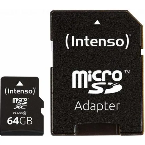 Intenso Micro SDXC 64GB Class 10 Speicherkarte mit SD-Adapter - Speicherkarten, 64GB Kapazität, Class 10 für schnelle Datenübertragungen, ideal für Smartphones und Kameras.