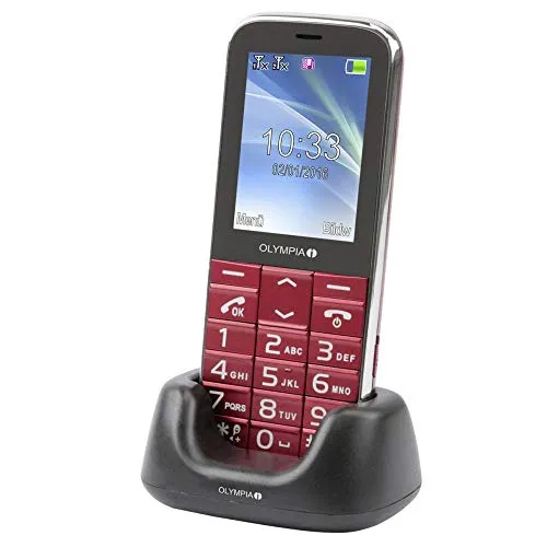 Olympia Fantasy Anrufbeantworter - Rot - Handys ohne Vertrag mit Dual-SIM-Funktion, ideal für Senioren. Extra große Tasten, Notruf-Taste und lange Akkulaufzeit bieten maximale Benutzerfreundlichkeit.