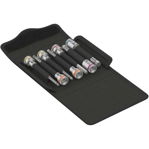 Wera Bicycle Set 8 Bitnüsse TORX Hex lange Ausführung 3/8 Zoll -05004176001 - Fahrradwerkzeuge, 7-teiliges Set mit langen TORX Bitnüssen für präzises Arbeiten an Ihrem Fahrrad.