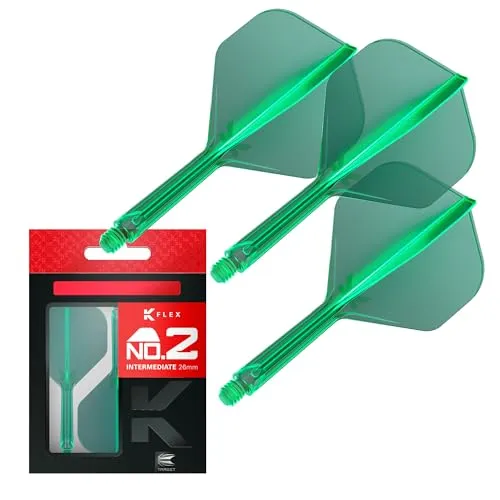 Target Darts K Flex Integrierter Dart-Flug und -Schaft, Nr. 2 Grün (Mittelstufe) | 3er-Pack K-Flex - Nr. 2, Präzisionsgeformte 2-in-1-Dart-Flüge und Dart-Schäfte | Professionelles Dart-Zubehör