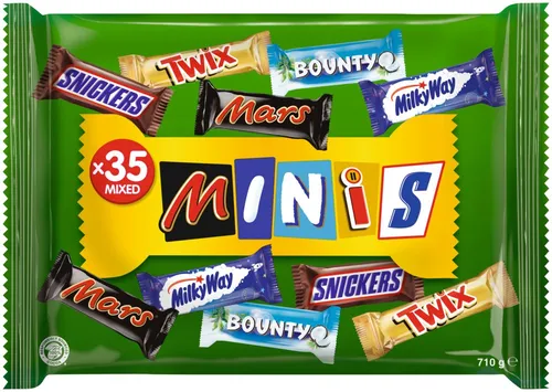 Mixed Minis Schokolade Großpackung - Vielfaltspackungen mit Pralinen, 35 Mini-Schokoriegel zum Teilen von beliebten Marken wie Mars und Snickers, ideal zum Verschenken und für jede Gelegenheit.