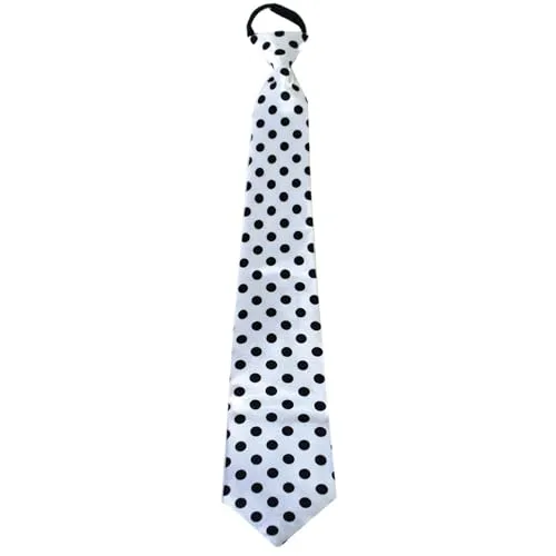 Das Kostümland Fifties Krawatte mit Punkten | Weiß Schwarz - 50er 60er Jahre Zubehör Tellerröcke Petticoats Polka Dot Herren Damen Punktmuster necktie Mottoparty Fasching Altweiberfasching
