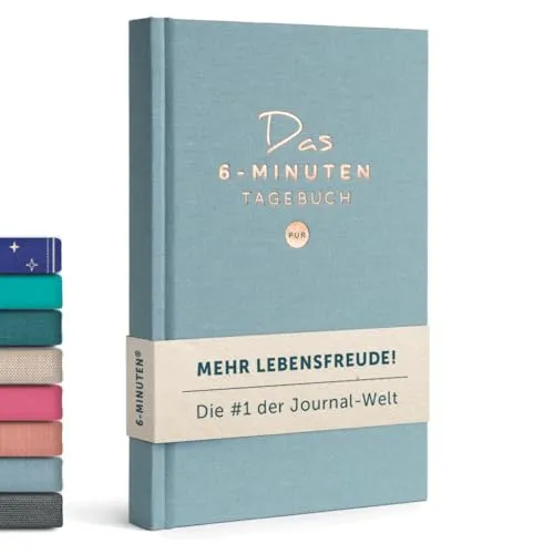 6-Minuten Tagebuch für Erwachsene 2025 - Das Original - Tagebuch für mehr Lebensfreude und Achtsamkeit, fördert Selbstreflexion und mentale Stärke mit hochwertigen Materialien, ideal für persönliche Entwicklung und als Geschenk.