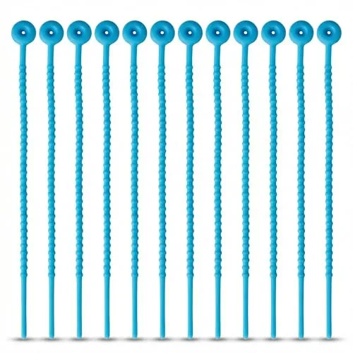 Lantelme 12 Stück Rouladenbinder Silikon XL 54cm lang Blau - Grillspieße & Schaschlikspieße: Wiederverwendbare, hitzebeständige Silikonbinder, perfekt zum Fixieren von Fleisch, Fisch und Gemüse – ideal für kreative Rezepte und um Lebensmittel in Form zu halten.