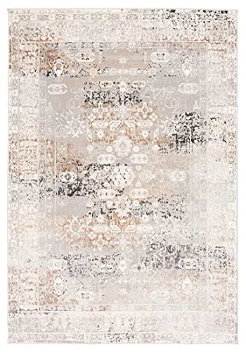 Carpeto Rugs Ethno Vintage Teppich - Grau - 240 x 330 cm - Kurzflor für Wohnräume - Hochwertiger Kurzflor-Teppich aus 100% Polypropylen, ideal für Wohnzimmer, Esszimmer und Schlafzimmer. ÖKO-TEX zertifiziert, pflegeleicht und langlebig. Für ein gemütliches Ambiente und leichten Schallschutz.
