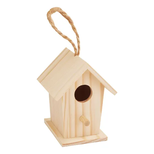 VBS Miniatur Vogelhaus mit Aufhänger 6x6.2x8 cm Deko für Garten und Balkon