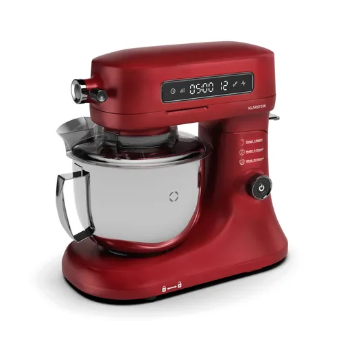 Klarstein Chiara 1600W Küchenmaschine – Vielseitige 5L Edelstahlschüssel - Universalküchenmaschine mit leistungsstarkem 1600-Watt-Motor, 12 Geschwindigkeiten und leisen Betrieb ≤72 dB. Ideal für perfekte Teigzubereitung und einfach zu bedienen dank LCD-Touch-Display.
