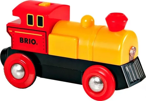Brio 33594000 Gelbe Batterielok - Holzeisenbahn - Batteriebetriebene Lok mit Vorwärts- und Rückwärtsfunktionen sowie leuchtenden Scheinwerfern für ein spannendes Spielerlebnis ab 3 Jahren.