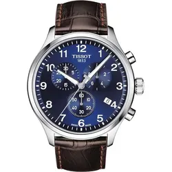 Tissot Herrenarmbanduhren - Edelstahl Gehäuse, blaue Zifferblatt mit synthetischem Saphirglas und eleganter Lederarmband
