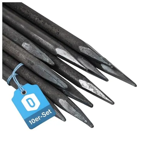 Dönges Schnureisen 10 Stück Ø 18mm x 1000mm - Seilführungen für Garten- und Landschaftsbau, witterungsbeständig und langlebig, ideal für stabile Bodenverankerungen und vielseitig einsetzbar.