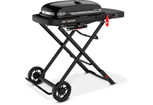 Gasgrill Traveler Stealth schwarz, zusammenklappbar - Grills für unterwegs: Kompakter Gasgrill mit 3,8 kW Leistung und großem Gusseisen-Grillrost für perfektes Grillvergnügen überall.