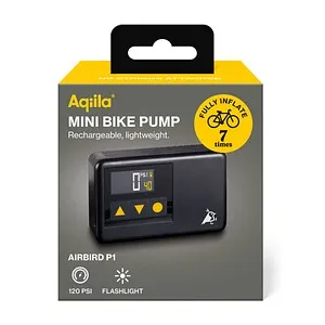 Aqiila Airbird P1 - Elektrischer Luftkompressor - Radsport & Mountainbiking: Kompakte Mini-Fahrradpumpe mit 120 PSI, ideal für schnelle und einfache Reifenbefüllung unterwegs. Leicht und handlich, perfekt für jede Fahrradtour.