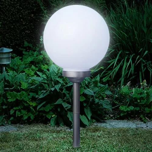 Bonetti Solar Gartenkugel für außen mit LED Beleuchtung, inkl. Erdspieß, 600 mAh Akku, Einschaltautomatik, Moderne und stylische Kugelleuchte (1, Ø 30 cm, kalt-weiß)