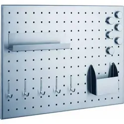 Magnettafel Edelstahl gelocht gebürstet 50x35cm - edel und vielseitig, inkl. Zubehör für optimale Organisation