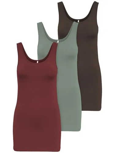 ONLY Tanktop Live Love (3-tlg) - Longtops in elastischer Baumwollqualität, perfekt für lässige Looks und hohen Tragekomfort.