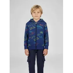 Blue Seven Jungen Sweatjacke mit Dinos 140 - Bequeme Sweatjacke mit Reißverschluss, Kapuze und Taschen. Ideal für jedes Wetter, sorgt für hohen Tragekomfort. Das coole Dino-Design macht sie zum Hit bei kleinen Abenteurern. Perfekt für den Alltag und Freizeitaktivitäten.