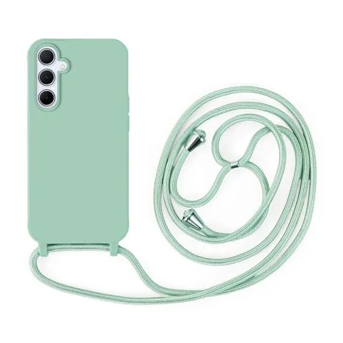 Handykette Kompatibel mit Samsung Galaxy A35 | Necklace Hülle mit Band, Handyhülle zum Umhängen | Case mit Handykordel, Stoßfeste Schutzhülle zum Umhängen Kordel | Mintgrün