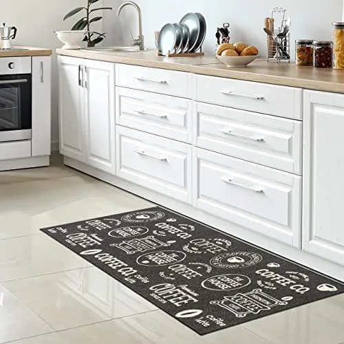 CARPETIA Waschbarer Küchenteppich rutschfest Coffee 80 x 150 cm - Pflegeleichter Küchenteppich mit rutschfester Unterseite für sicheren Halt. Waschbar und robust, ideal für stark frequentierte Bereiche. Komfortabel und strapazierfähig, passend für Fußbodenheizungen.
