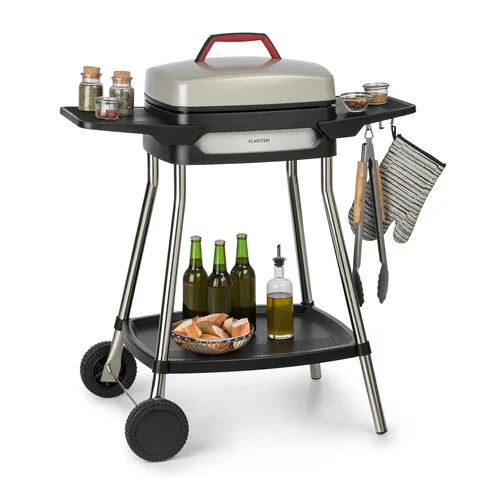 Elektrogrill Terrassen Standgrill Gatsby 2000W - Grill für Terrasse oder Balkon, mit 40x36 cm Antihaft-Grillplatte und Thermostat für perfektes Grillvergnügen, inkl. Abdeckhaube und 2 Jahre Herstellergarantie.
