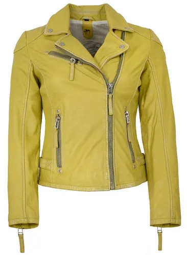 Gipsy by Mauritius Lederjacke PGG S23 - Damen Bikerjacke aus Lammnappa, Yellow - Funktionsjacke aus 100% Lammleder mit verstellbarem Rumpfabschluss und stylischen Nieten, perfekt für einen lässigen Look.