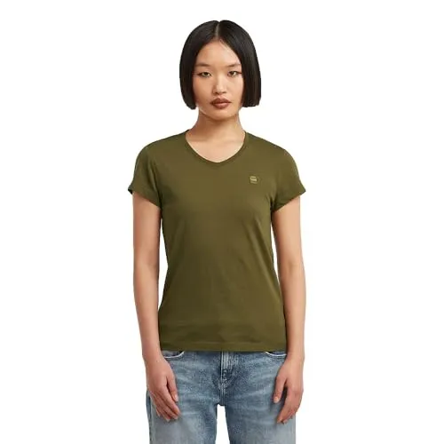 Eyben Slim V-Neck Top 2.0 - Damen T-Shirt - Stylisches V-Neck T-Shirt mit geripptem Rand und G-Star RAW-Stickerei, bietet hohen Tragekomfort und eine bequeme Passform für jeden Anlass.