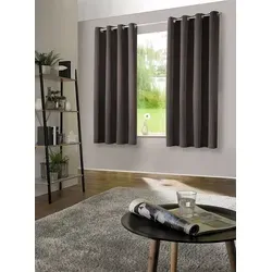 heimtexland ® Thermo-Verdunklungsgardinen Grau-Braun 160x135 cm - Hochwertige Verdunklungsgardinen im 2er Pack, lichtundurchlässig und isolierend. Ideal für ein angenehmes Wohnklima. Pflegeleicht aus 100% Polyester, maschinenwaschbar bis 30°. Mit eleganten Metallösen für einfache Montage.