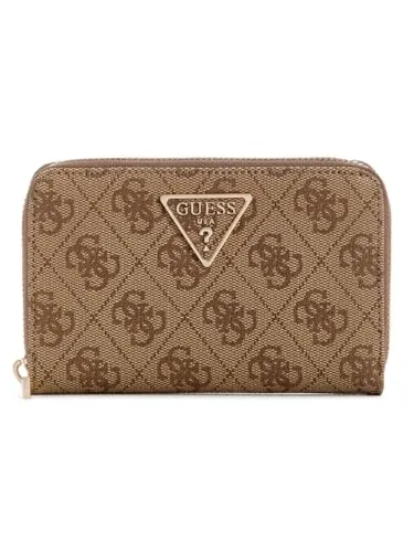 GUESS Damen Geldbörse Laurel II Latte Logo - Stilvoll und Praktisch - Portemonnaies mit ikonischem Logo-Design, 4 Kartenfächern, 2 Geldscheinfächern und Münzfach. Hochwertiges Material und sicherer Zipper-Verschluss machen diese Geldbörse zum idealen Begleiter für jeden Tag.