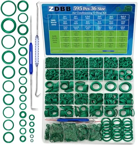 O-Ringe Auto A/C Kit – 595 Teile | SAE & Metrisch - Mützen für Kfz-Klimaanlagen, umfassendes Set mit 595 Gummiringen für optimale Abdichtung und Reparatur.