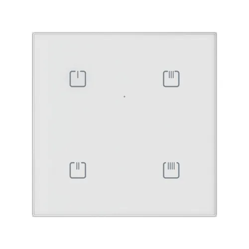 MATTER Touch-Glas-Wandschalter RFGB-40W/MT (Weiß) - Smart-Wandschalter mit 4 Schaltern, kabellos und app-gesteuert. Kompatibel mit Amazon Alexa, Apple HomeKit und Google Assistant für einfaches Smart Home Management.