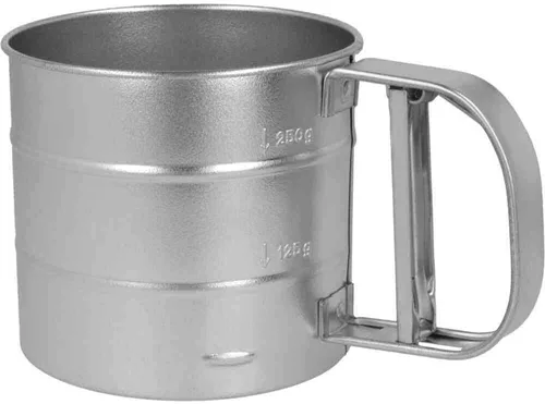 Metaltex Küchensieb Mehlschüttelsieb 10 cm mit Einhand-Mechanismus / Weißblech, (1-St)