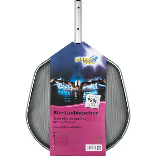 Planet Pool Profi Oberflächenkescher - Silber/Schwarz - Kescher für Pools, 48 cm breit und leicht mit nur 500 g, ideal zum mühelosen Entfernen von Blättern und Schmutz von der Wasseroberfläche.