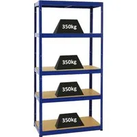 PROREGAL® Schwerlastregal Slim Elephant - 5 Ebenen, 1750kg Traglast - Schwerlastregal für Werkstatt und Garage, belastbar bis 1750kg. Einfache Steckmontage, verstellbare Fachböden und umfunktionierbar zu Werkbänken.