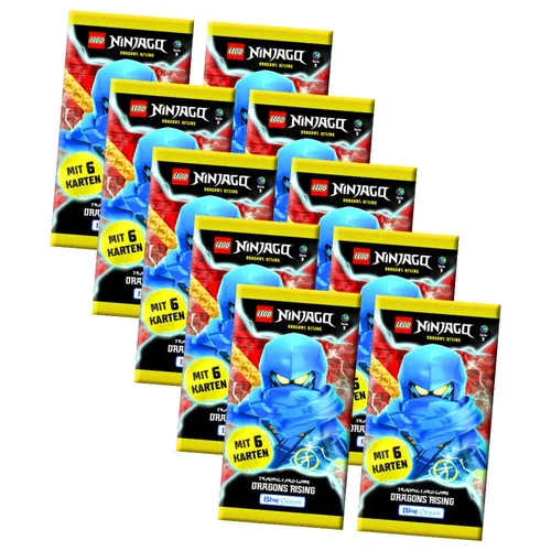 Blue Ocean Sammelkarte Lego Ninjago Karten Trading Cards Serie 9 - DRAGONS RISING - Sammelkarten für Lego Ninjago Fans: 10 Booster mit 60 Karten der brandneuen Serie 9 - DRAGONS RISING, inklusive 204 neue Karten und 30 limitierte Gold-Karten.