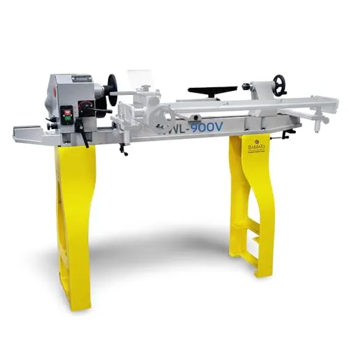 BAMATO Drechselmaschine WL-900V (230V) - Holzspalter mit robustem Graugussmaschinenbett für hohe Laufruhe und Präzision bei professionellen Drechselarbeiten.
