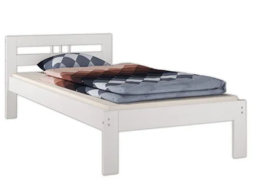 ERST-HOLZ Massivholzbett Futonbett 100 x 200 cm Einzelbett Kiefer Weiß für Erwachsene, Kiefer waschweiß