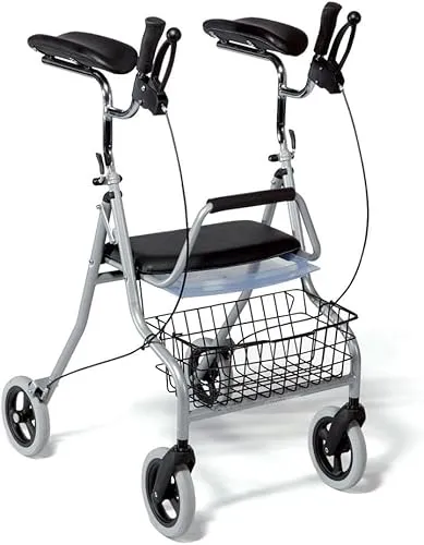 Vermeiren Leichtgewicht Rollator mit Unterarmauflagen - Ergonomischer Rollator aus Aluminium mit Multifunktionsbremse und abnehmbarem Einkaufskorb. Ideal für individuelle Anpassung und sicheren Transport bis 120 kg.