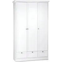 Homestyle4u 2200 Kleiderschrank Weiß 120cm – Platzwunder im Landhausstil - Drehtürenschrank mit 3 Schubkästen und 5 höhenverstellbaren Fächern für optimale Aufbewahrung. Ideal für Schlafzimmer, Jugendzimmer oder Flur, elegantes Design in mattem Weiß.