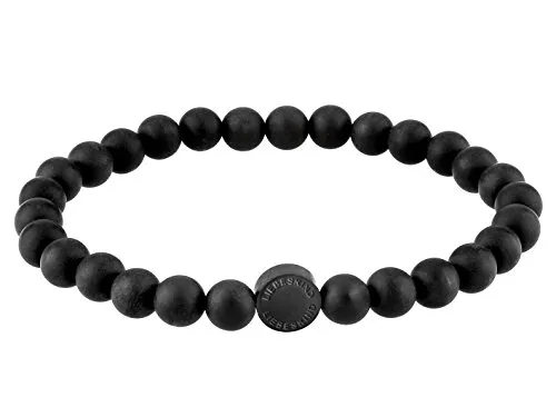 LIEBESKIND Beadsarmband 6mm mit Logotag in Edelstahl, Schwarz - Elegantes Black Onyx-Beadsarmband von LIEBESKIND BERLIN, 17 cm lang, mit flexiblem Zugarmband und exklusivem Design – das perfekte Geschenk für jeden Anlass.