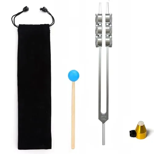 RATSTONE Stimmgabel,Stimmgabel Neurologie,32-Hz-Stimmgabel, Aluminium-Stimmgabel mit Hammer Diagnostic Health Tool zum Lösen von Verspannungen und Zerrungen