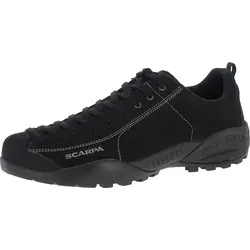 Scarpa MOJITO - Schwarz, 360 g - Wanderschuhe mit hochwertigem Veloursleder-Obermaterial, ideal für Alltag und leichte Outdoor-Aktivitäten. Exzellente Bodenhaftung durch Vibram® Spyder-Sohle und individuelle Passform dank erweiterter Kletterschnürung.