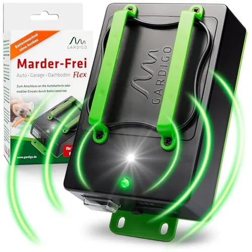 Gardigo® Marderschreck – Ultraschall Marderschutz für Auto und Haus - Effektiver Marderschutz mit wechselnden Frequenzen von 12-24 kHz, einfacher Batteriewechsel ohne Ausbau, kompatibel mit allen Automarken und E-Autos.
