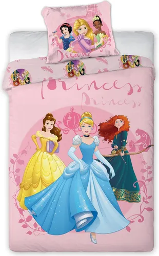 FARO Prinzessinnen-Bettwäsche Baumwolle 140/200, 70/90 cm - Bettwäsche-Set aus 100% Baumwolle mit zauberhaften Disney-Prinzessinnen-Motiven. Ideal für kleine Fans, weich und atmungsaktiv, lädt zu märchenhaften Träumen ein.