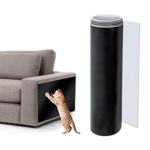 Katzen Kratzschutz Selbstklebend, Anti Kratz Folie für Katzen, Abriebfeste Kratzfolie Katzen für Möbel Couch Sofa Wand Tür Schutz, Anti Kratz Tape - 25 x 300 cm, Schwarz