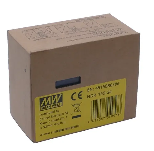 Mean Well HDR-150-24 Hutschienen-Netzteil 24 V/DC 150W - Industrielle Stromversorgung für zuverlässige Energieversorgung, kompakt und ideal für DIN-Rail Anwendungen.