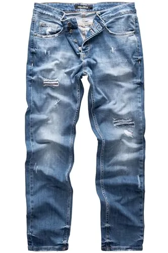 REPUBLIX Herren Jeans Destroyed Hellblau mit Patches W38/L34 - Stylische REPUBLIX Herren Jeans im Regular Straight Fit mit modernen Destroyed-Effekten und Patches. Ideal für lässige Outfits und den täglichen Einsatz. Hoher Tragekomfort und ansprechendes Design.