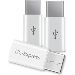 Adapter USB Micro USB C Typ-C 3x Stecker wandelt USB 2.0 Typ B zu USB 3.1 Typ C - Weiß