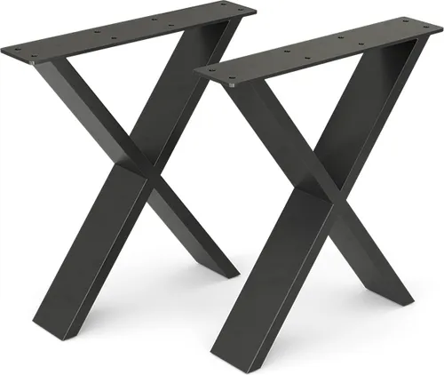Vicco Tischbein X-Form, Schwarz, 40 x 42 cm - Moderne X-förmige Tischbeine aus robustem Stahl, ideal für Esszimmertische und im Loft-Stil. Stabil und langlebig, perfekt für eine stilvolle Atmosphäre in Ihrem Zuhause.