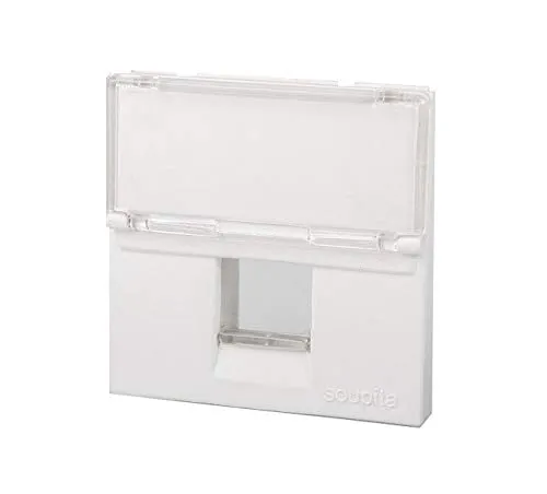 KOMIB 120x60 mm Brüstungskanal/Kabelkanal/Elektro Schacht Brüstungskanal/Fensterbankkanal Reinweiß (RAL 9010) / ZUBEHÖR (Keystone Jack Front Platte 1 Port (2 Modul))