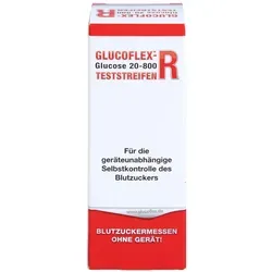 Glucoflex-R Glucose Teststreifen 25 ST - Arzneimittel für geräteunabhängige Blutzuckermessung, ideal für Notfälle und kostengünstig. Immer einsatzbereit ohne Messgerät - für präzise und zuverlässige Ergebnisse.